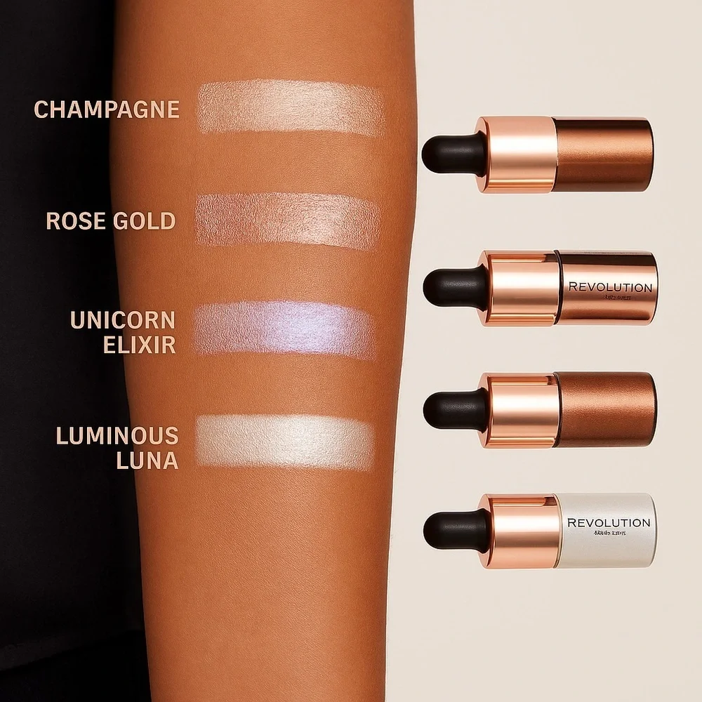 NEW! Makeup Revolution Highlighter Bundle Full Size Set 4 Vegan & Cruelty-Free